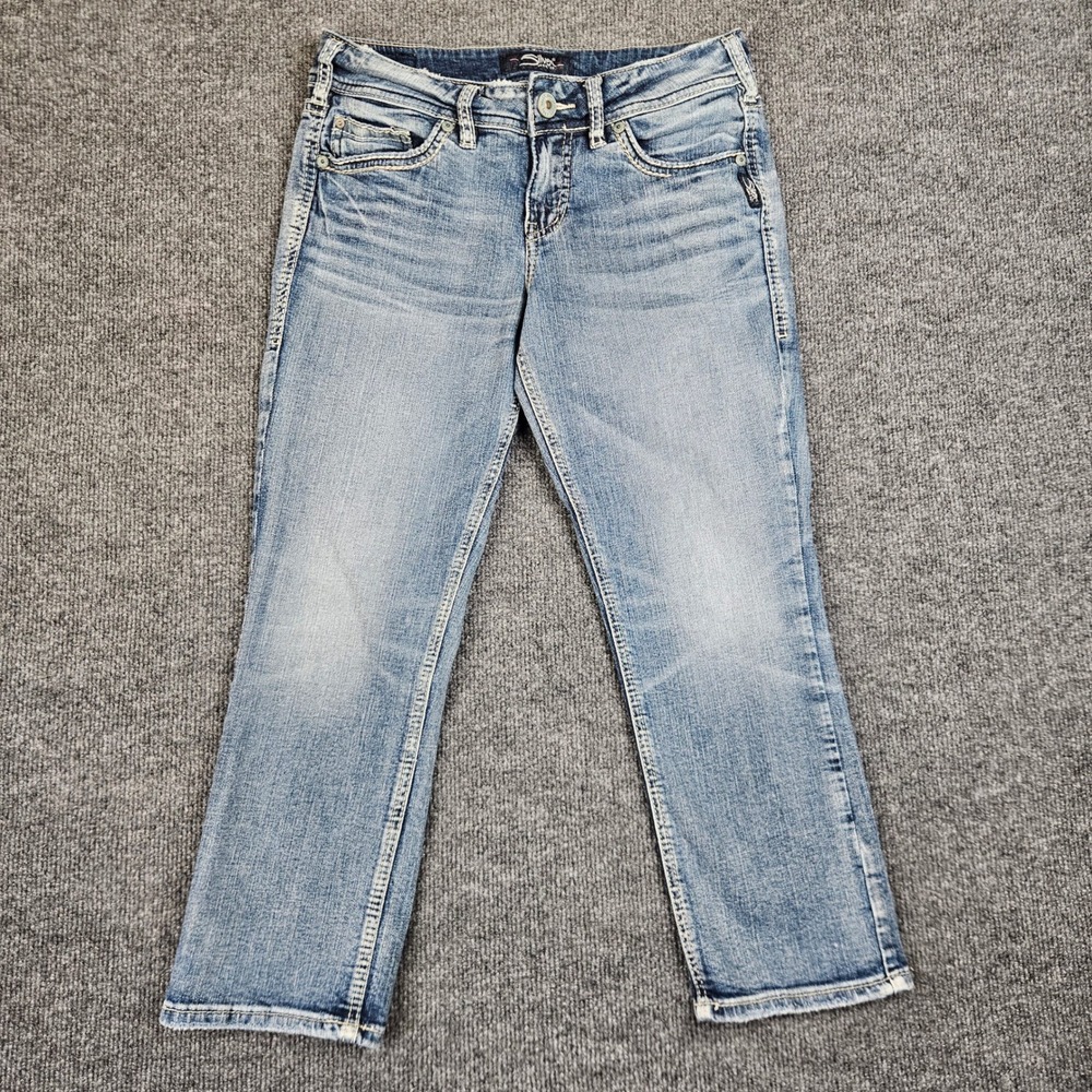 Silver Suki Capri Jeans Women's 28 Medium Wash Mid Rise‎ Denim Stretch Casual